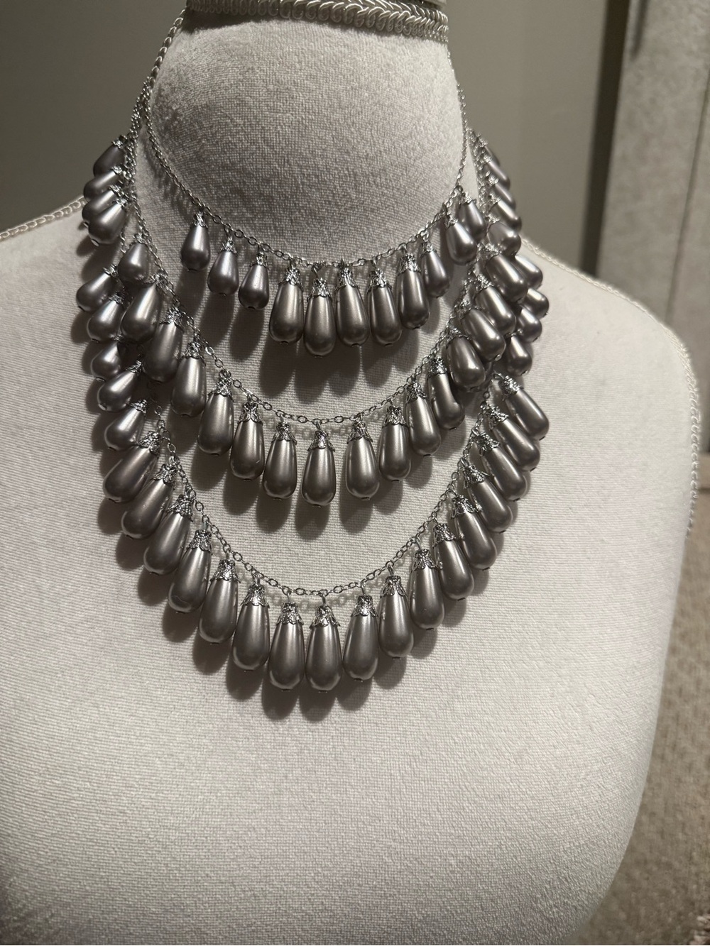 Isaac Mizrahi Silver Multi-Layer Teardrop Necklace